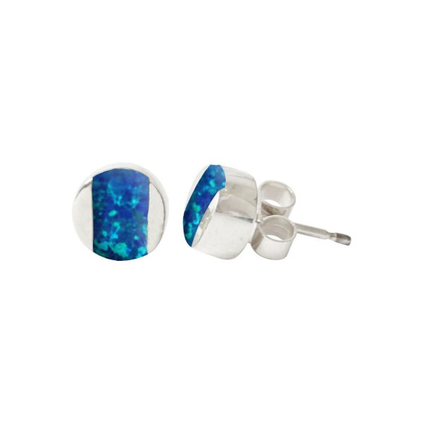 Silver Cobalt Blue Opalite Stud Earrings