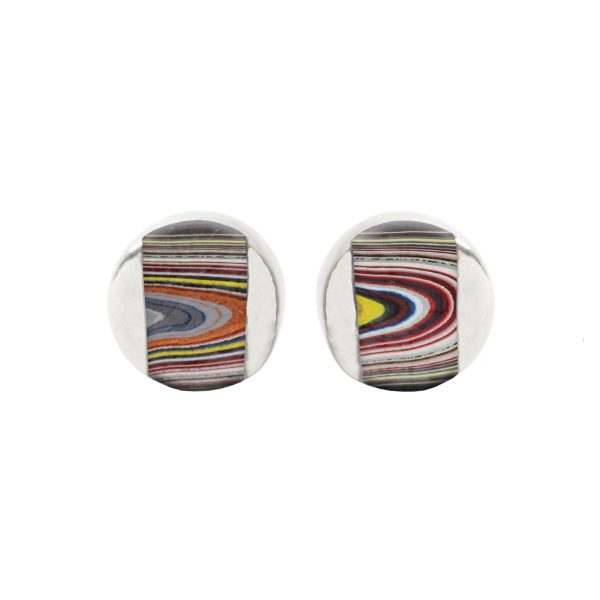 Silver Fordite Stud Earrings