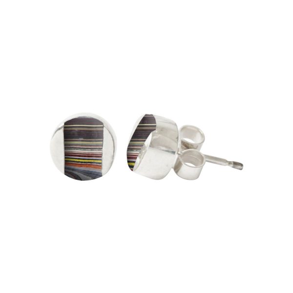 Silver Fordite Stud Earrings