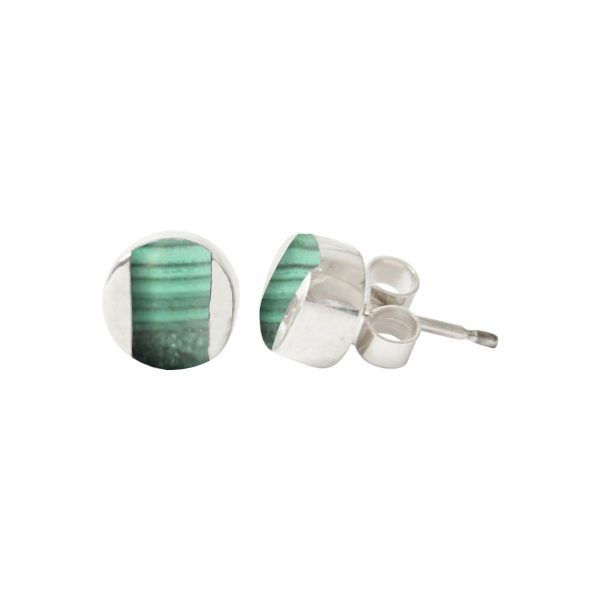 Silver Malachite Stud Earrings