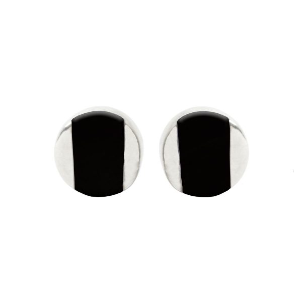 White Gold Whitby Jet Round Stud Earrings