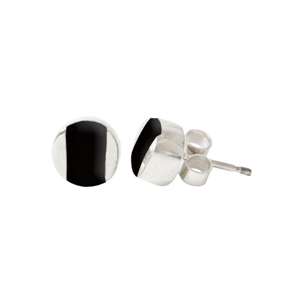 White Gold Whitby Jet Round Stud Earrings