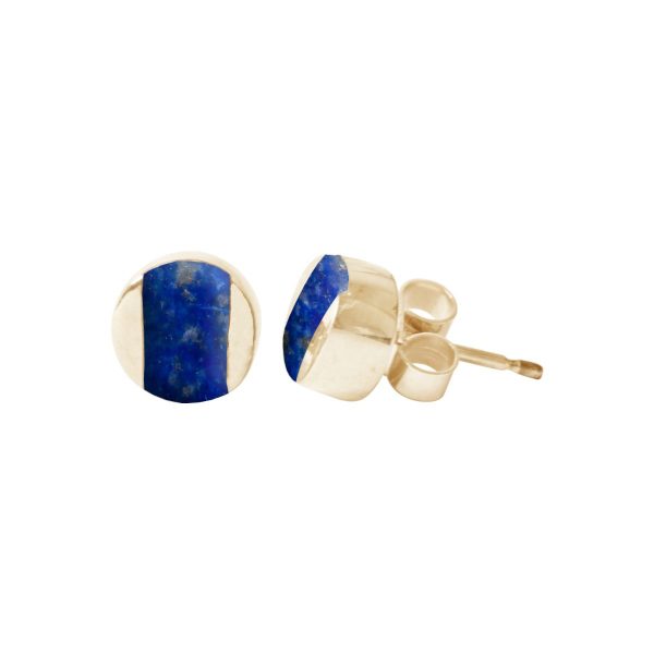 Gold Lapis Stud Earrings