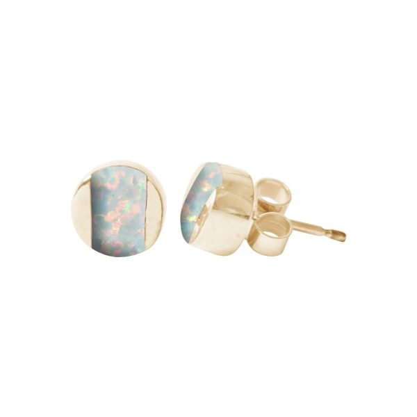 Gold Sun Ice Opalite Stud Earrings