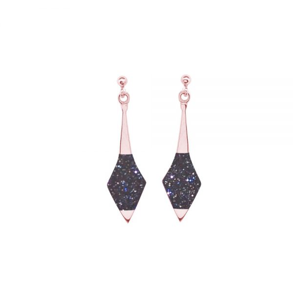 Rose Gold Blue Goldstone Drop Earrings