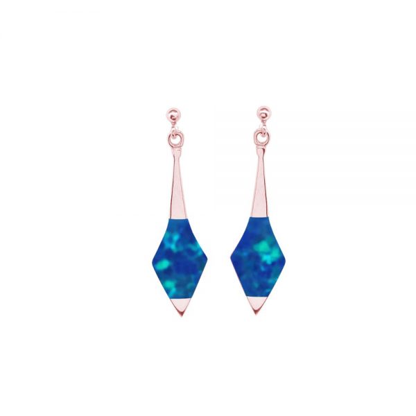 Rose Gold Opalite Cobalt Blue Drop Earrings