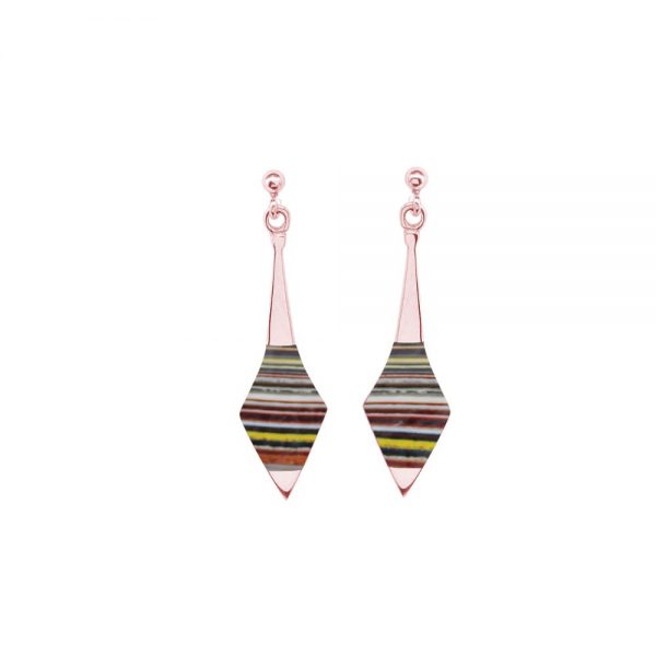 Rose Gold Fordite Drop Earrings