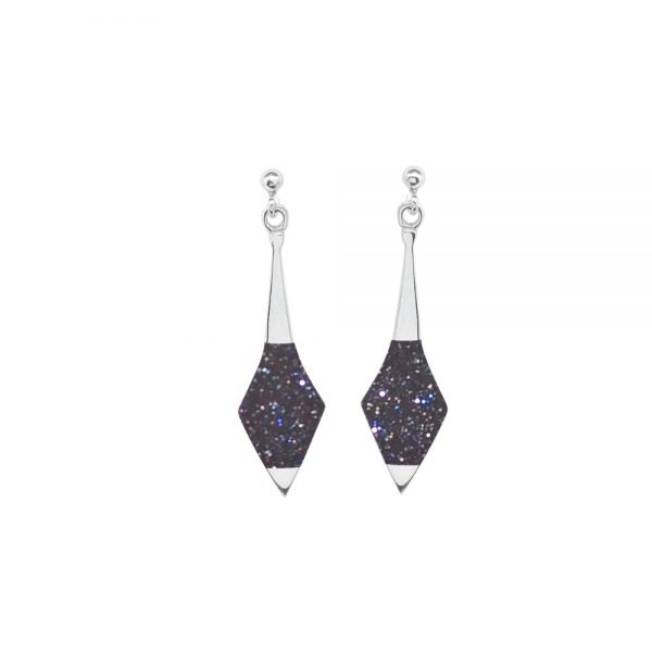 Silver Blue Goldstone Drop Earrings