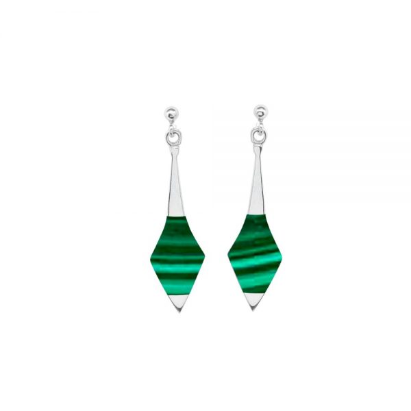 Silver Malachite Drop Earrings