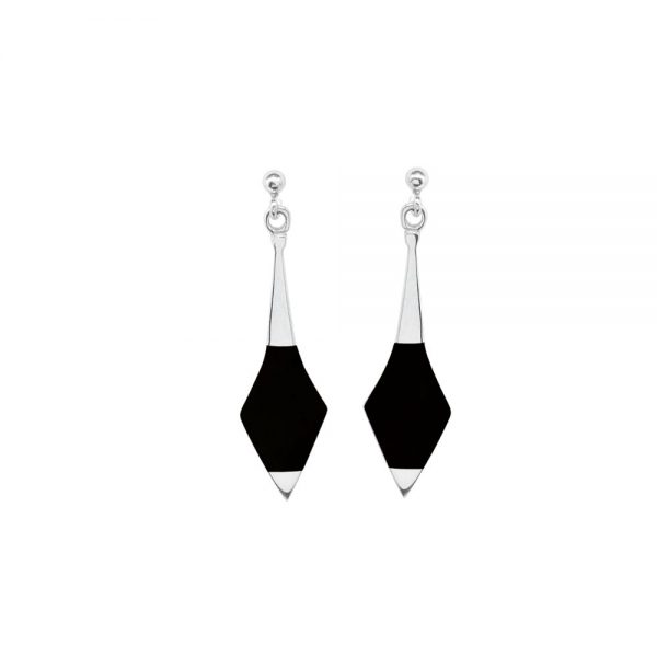 Silver Whitby Jet Drop Earrings