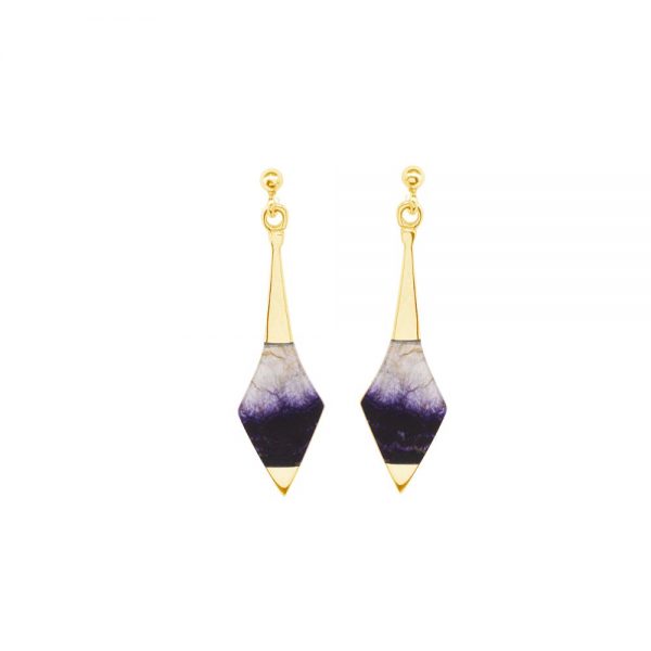 Yellow Gold Blue John Drop Earrings