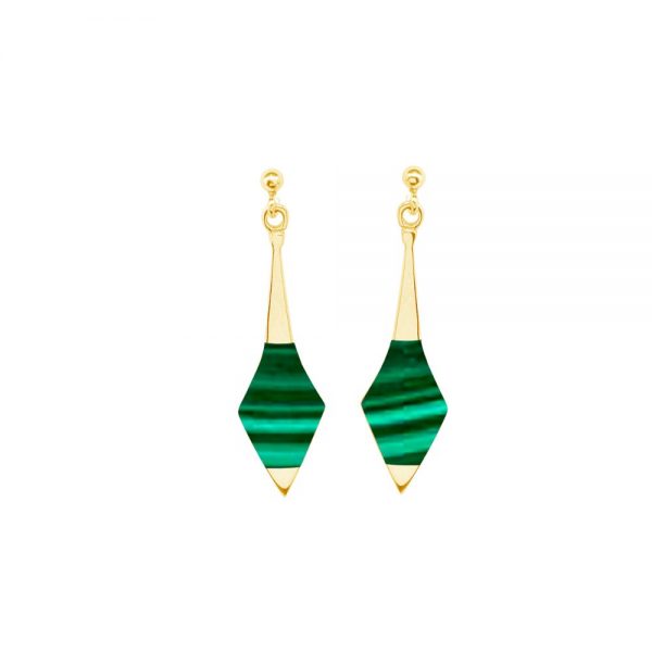 Yellow Gold Malachite Drop Earrings