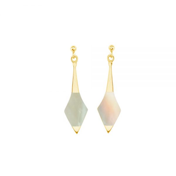 Yellow Gold Mother of Pearl Drop Earrings