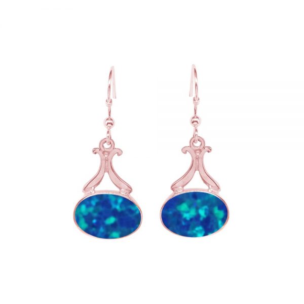 Rose Gold Opalite cobalt Blue Drop Earrings