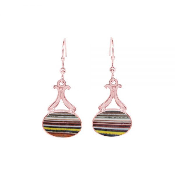 Rose Gold Fordite Drop Earrings