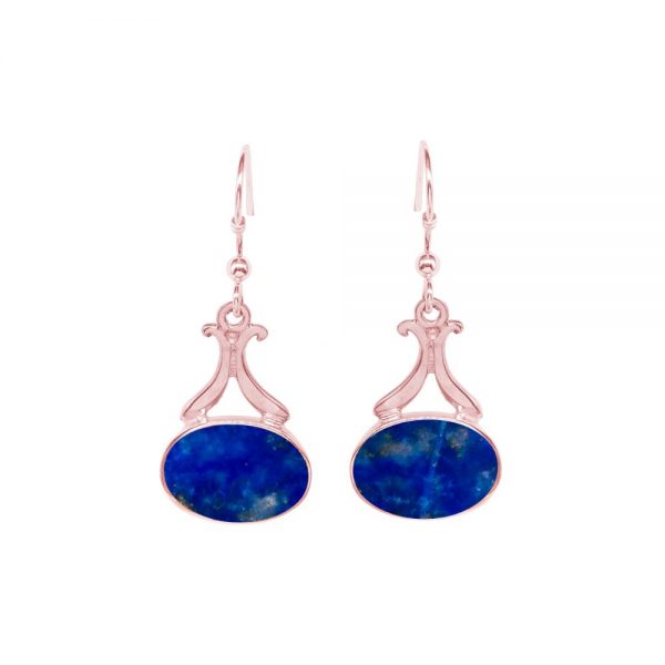 Rose Gold Lapis Drop Earrings