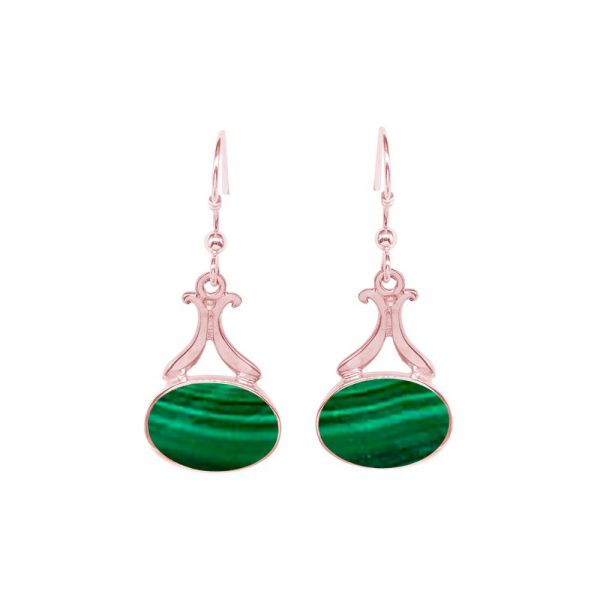 Rose Gold Malachite Drop Earrings