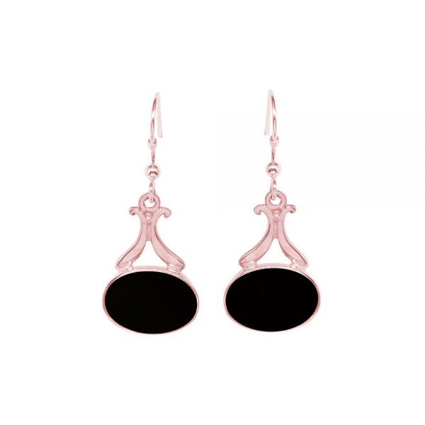 Rose Gold Whitby Jet Drop Earrings