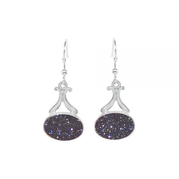 Silver Blue Goldstone Drop Earrings