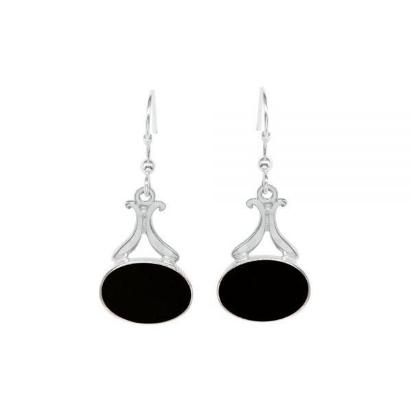 Silver Whitby Jet Drop Earrings