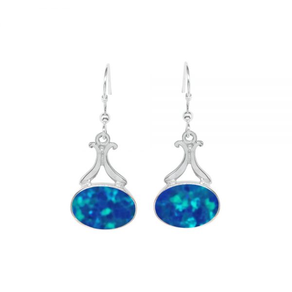 White Gold Opalite Cobalt Blue Drop Earrings