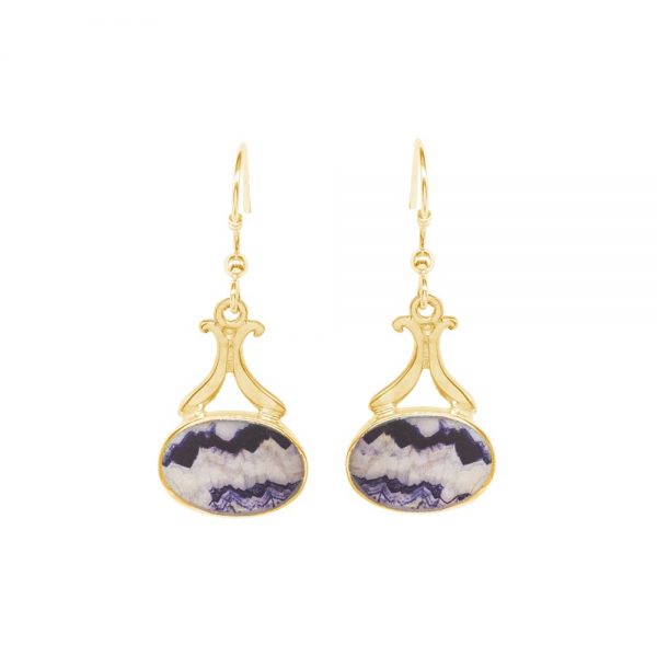 Yellow Gold Blue John Drop Earrings