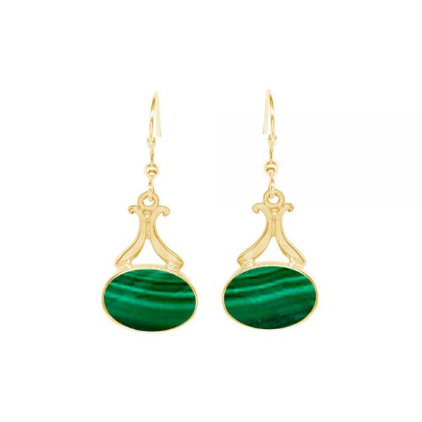 Yellow Gold Malachite Drop Earrings