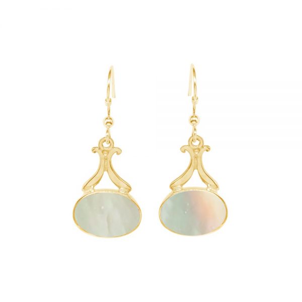 Yellow Gold Mother of Pearl Drop Earrings