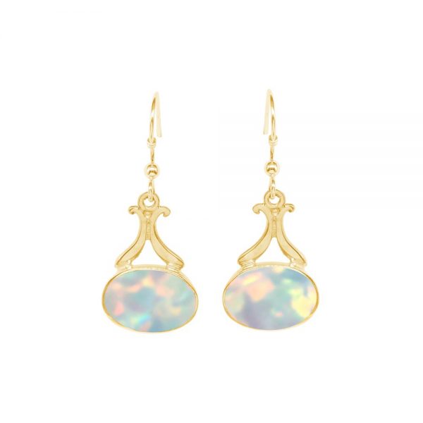 Yellow Gold Opalite Sun Ice Drop Earrings