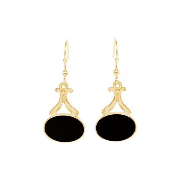 Yellow Gold Whitby Jet Drop Earrings