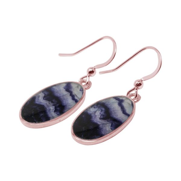 Rose Gold Blue John Oval Drop Earrings