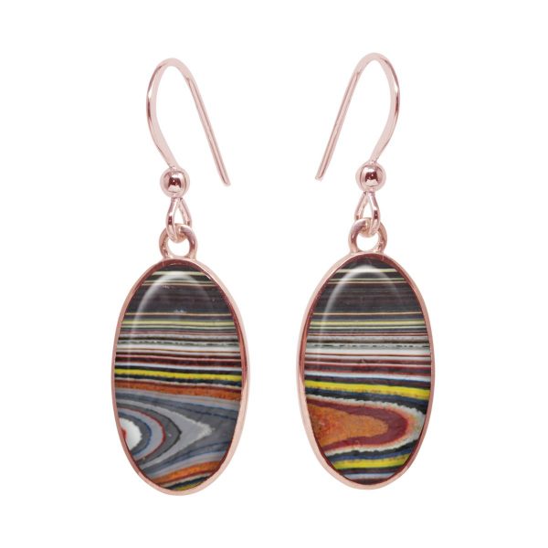 Rose Gold Fordite Oval Drop Earrings