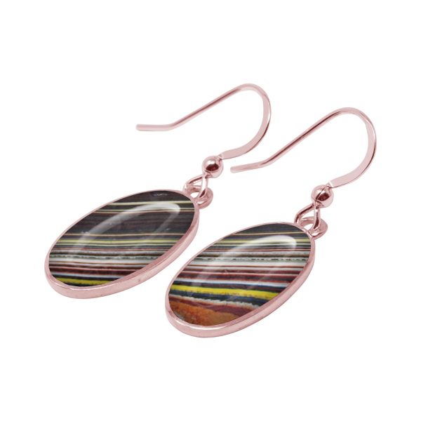 Rose Gold Fordite Oval Drop Earrings