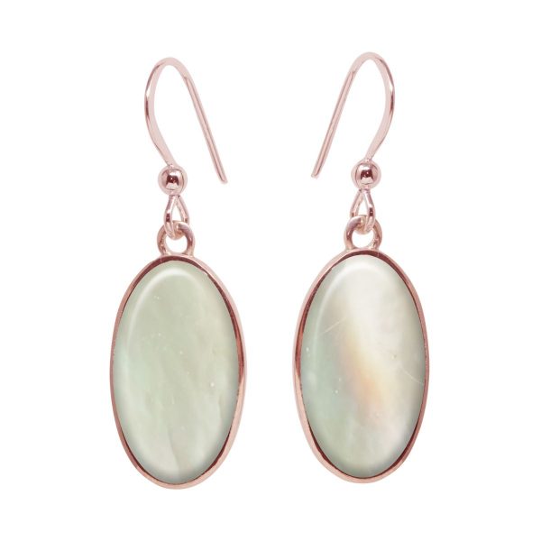Rose Gold Mother of Pearl Oval Drop Earrings