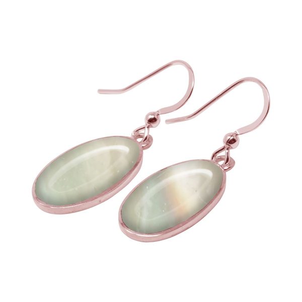 Rose Gold Mother of Pearl Oval Drop Earrings