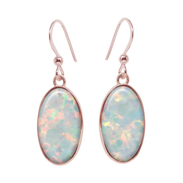 Rose Gold Opalite Sun Ice Oval Drop Earrings