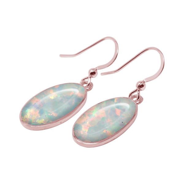 Rose Gold Opalite Sun Ice Oval Drop Earrings