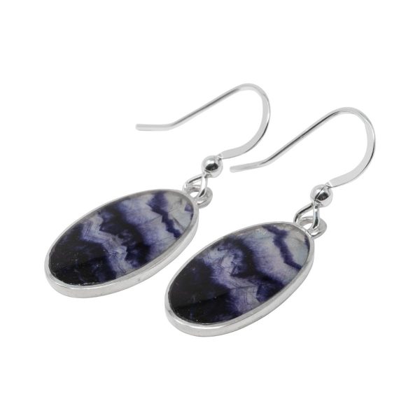 Silver Blue John Oval Drop Earrings