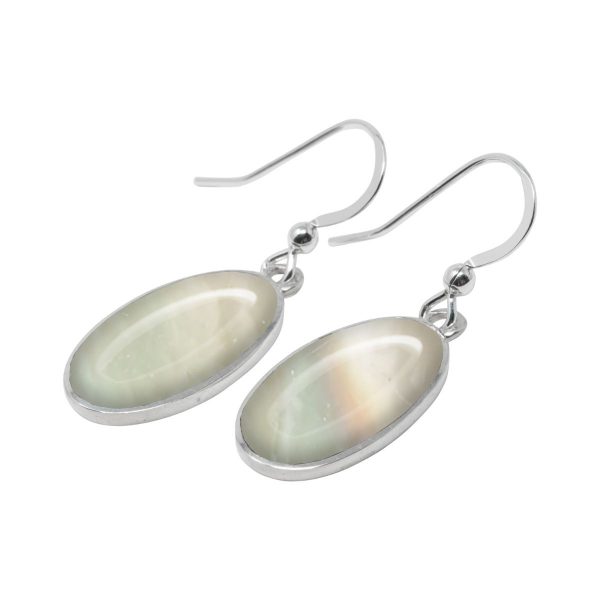 Silver Mother of Pearl Oval Drop Earrings