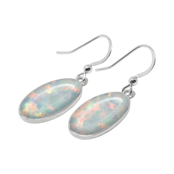 Silver Opalite Sun Ice Oval Drop Earrings