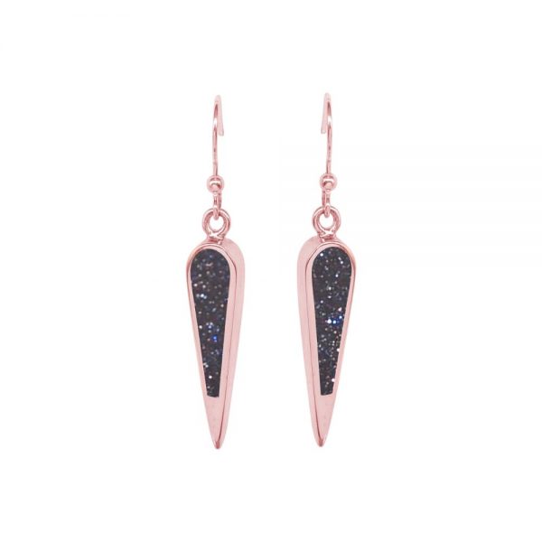 Rose Gold Blue Goldstone Drop Earrings