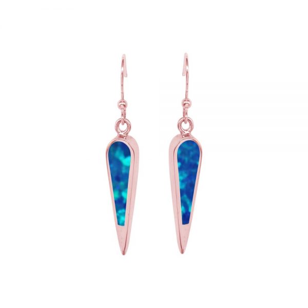 Rose Gold Opalite Cobalt Blue Drop Earrings