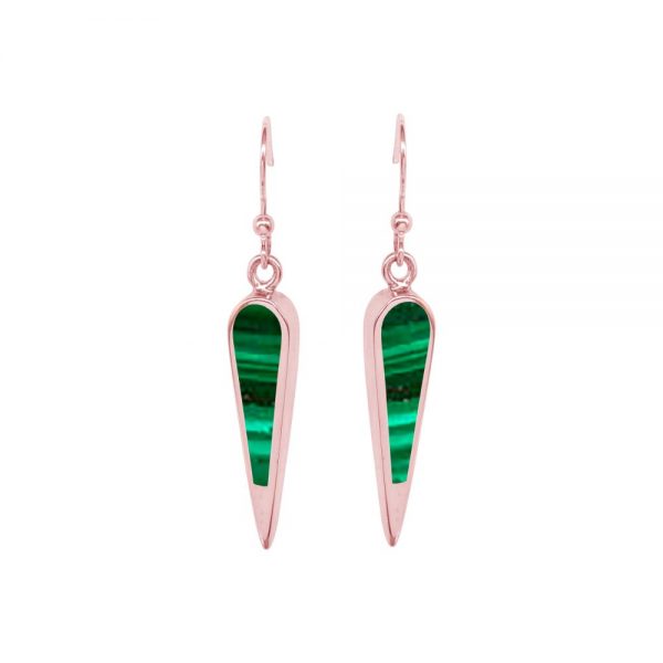 Rose Gold Malachite Drop Earrings