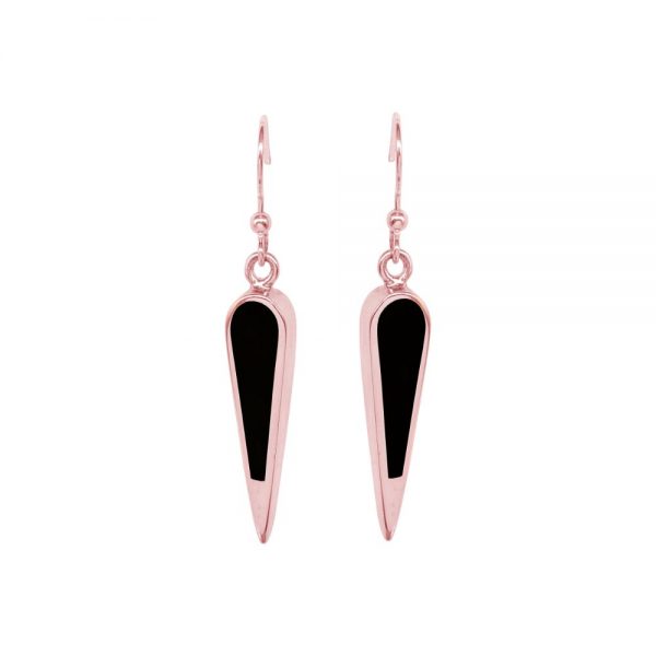 Rose Gold Whitby Jet Drop Earrings