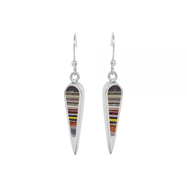 Silver Fordite Drop Earrings