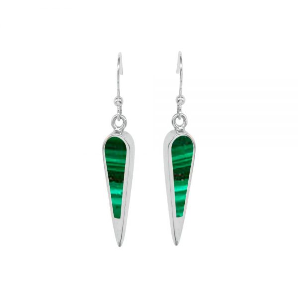 Silver Malachite Drop Earrings