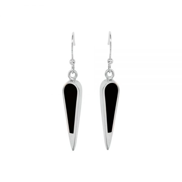 Silver Whitby Jet Drop Earrings