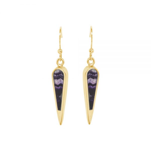 Yellow Gold Blue John Drop Earrings