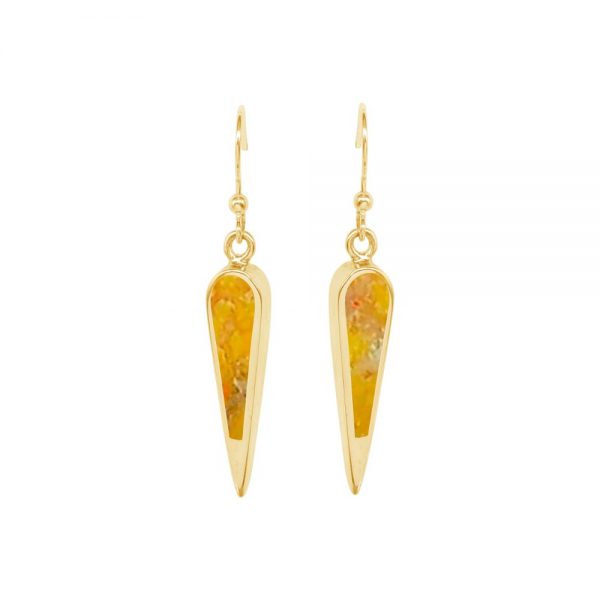 Yellow Gold Bumblebee Jasper Drop Earrings