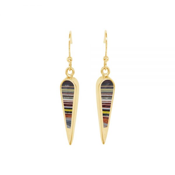 Yellow Gold Fordite Drop Earrings